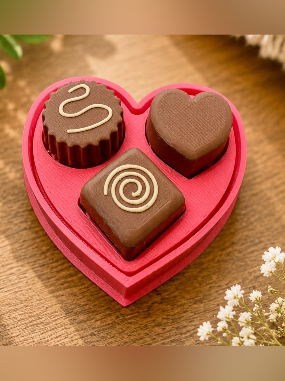 3D Printed Chocolate Fidget Clicker Heart Candy Tray Desk Toy Sensory Gift - Picture 1 of 5